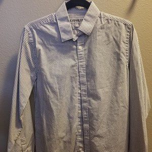 White/Black Pattern Fitted EXPRESS Button-Up (S)